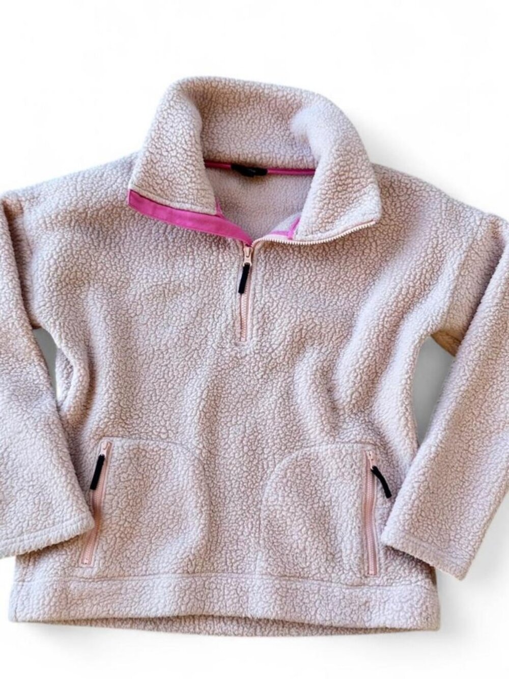 J.Crew pink oversized quarter zip fleece m
